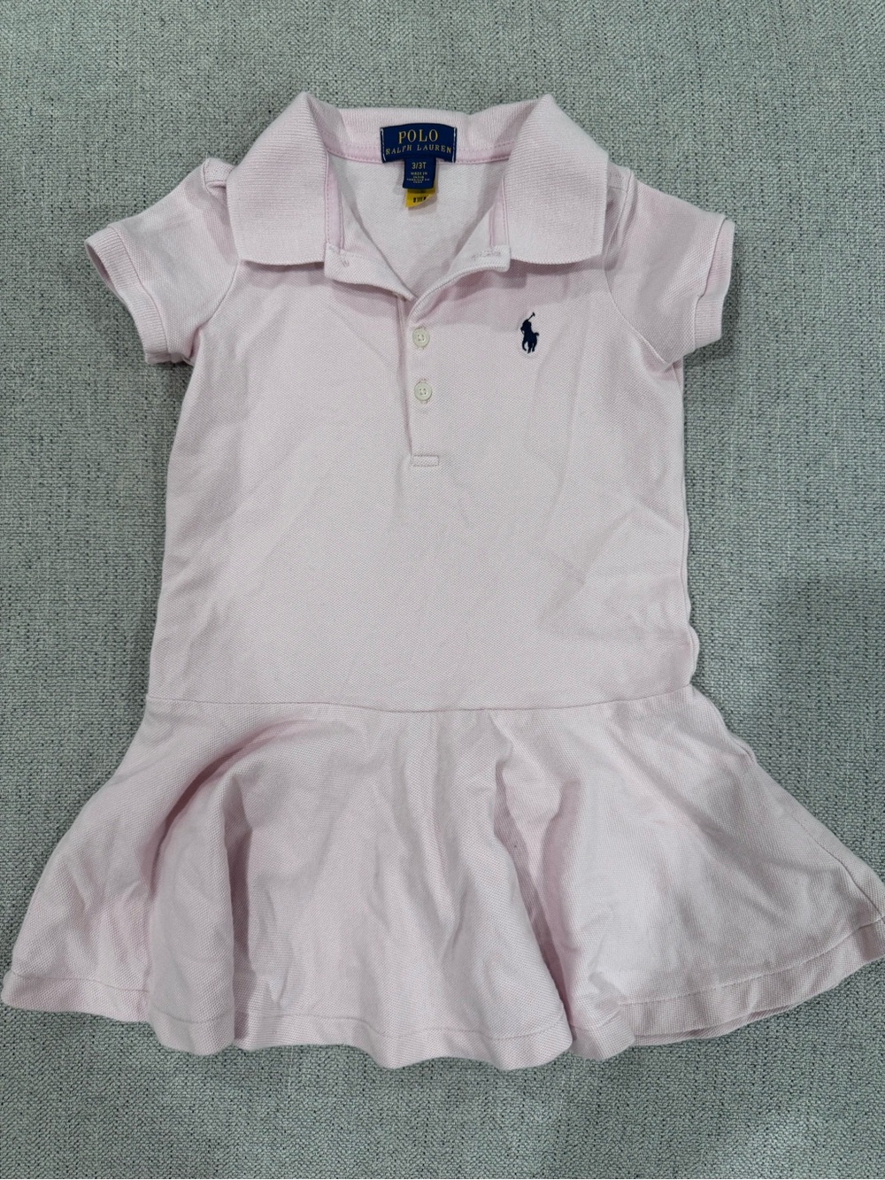 Polo by Ralph Lauren Light Pink Girl's Polo Skirt Dress with Navy Pony